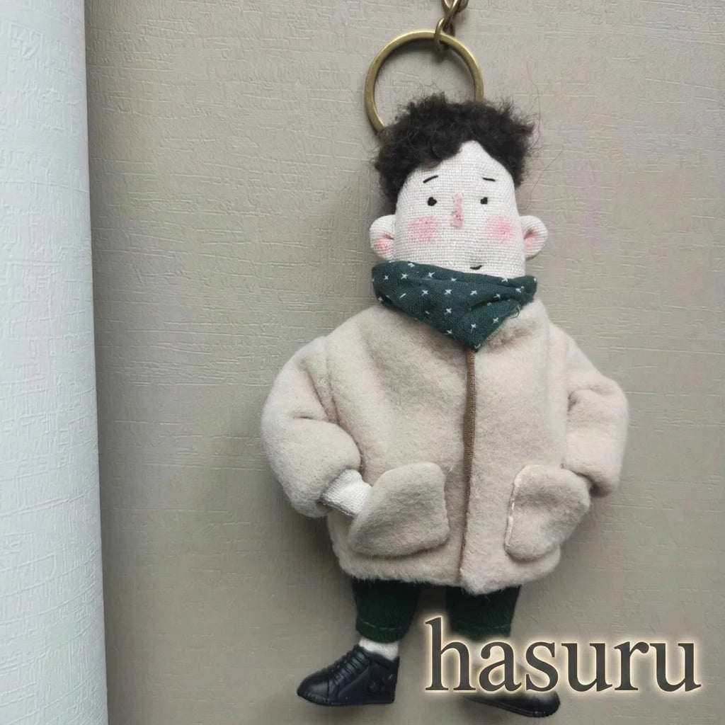 Handmade Couple Fabric Doll Bag Charm Set