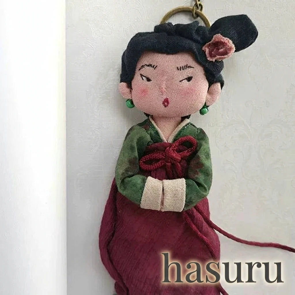 Artisan Handmade Vintage Style Fabric Doll Charm | Original Design