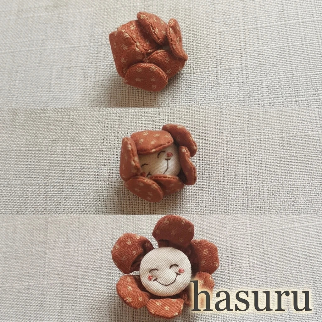 Artisan Handcrafted Smiling Flower Fabric Brooch | Original Design