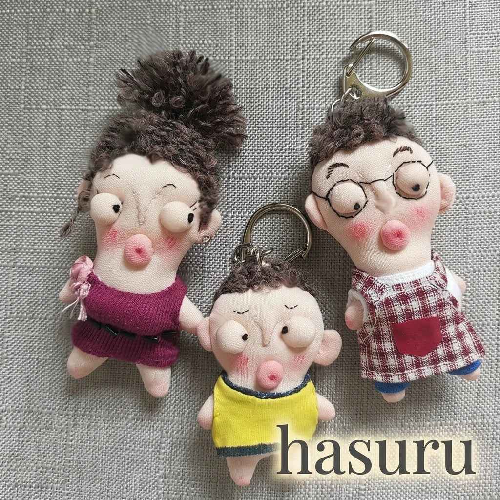 Handmade Artisan Humanoid Fabric Doll Bag Charm & Key Holder