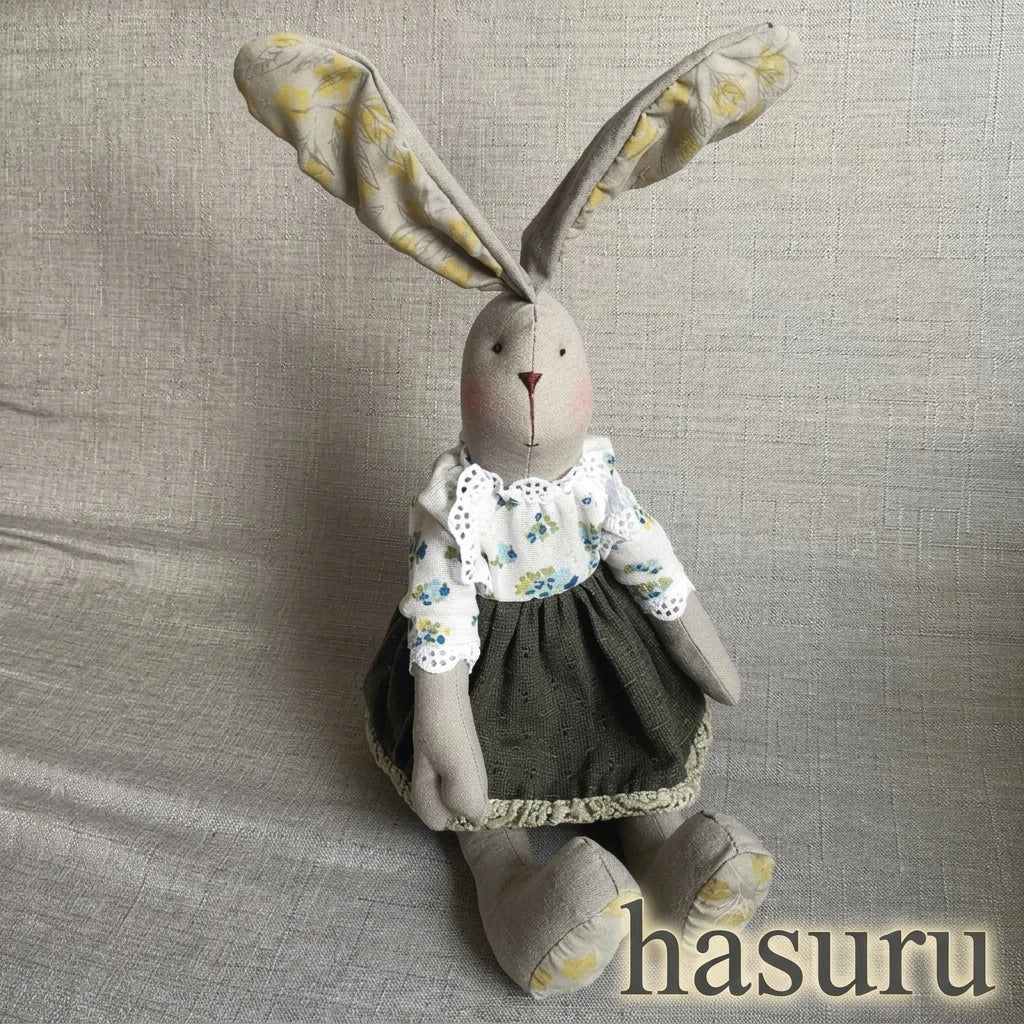 Artisan Plant-Dyed Linen Rabbit Doll (52cm) | Original Handmade