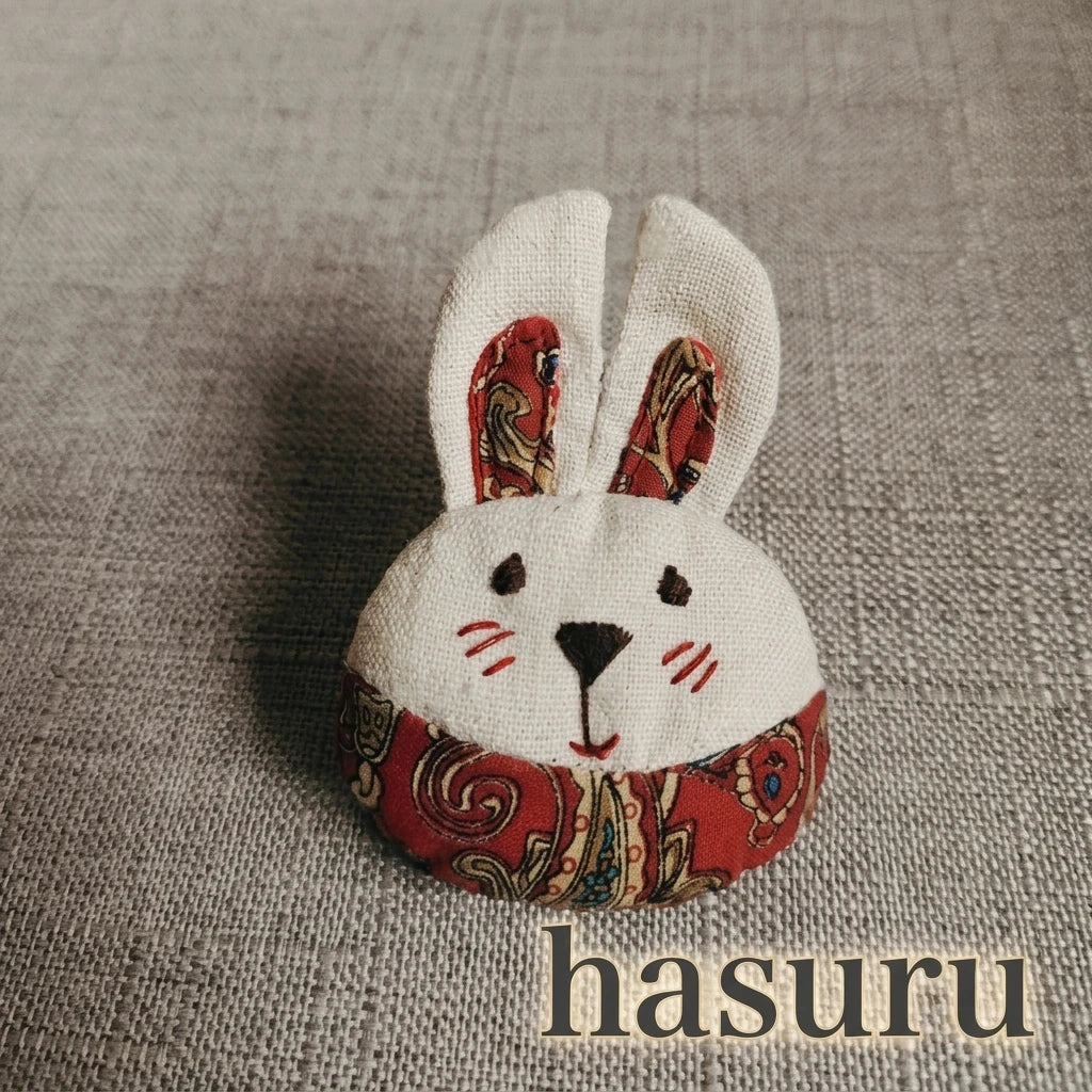 Artisan Handcrafted Year of the Rabbit Fabric Brooch | New Year Gift