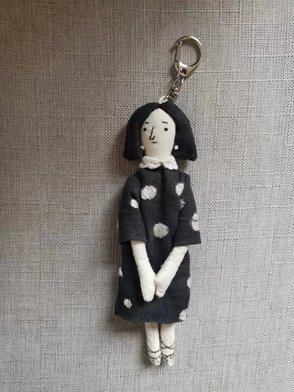 Handcrafted Linen Girl Bag Charm - Black & White | Original Artisan