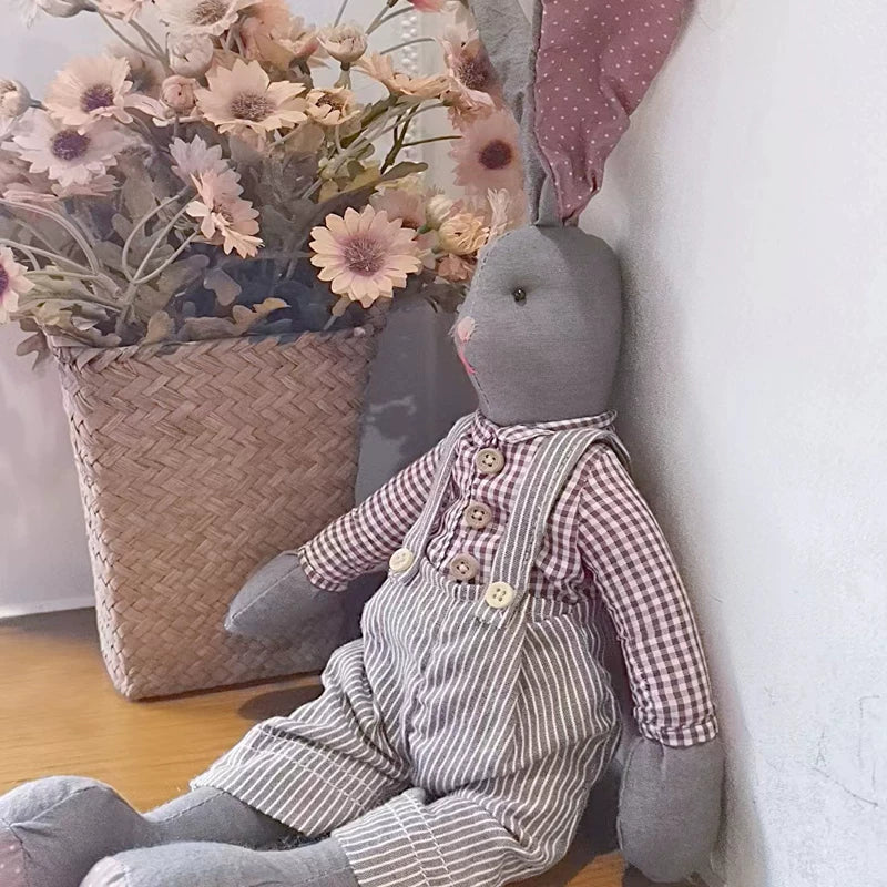 Handmade Botanical Dyed Gentleman Rabbit Fabric Doll | Artisan Design