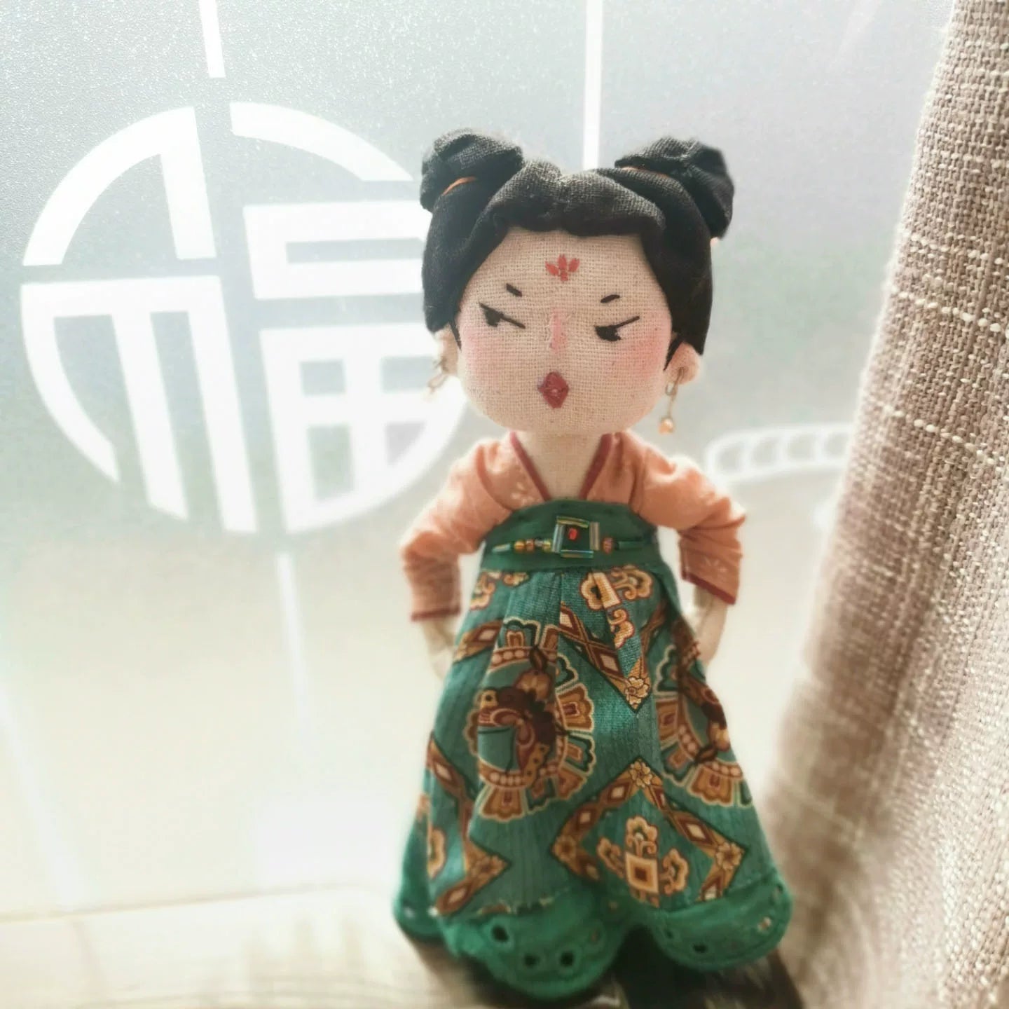 Artisan Handmade Vintage Style Fabric Doll Bag Charm | Original Design