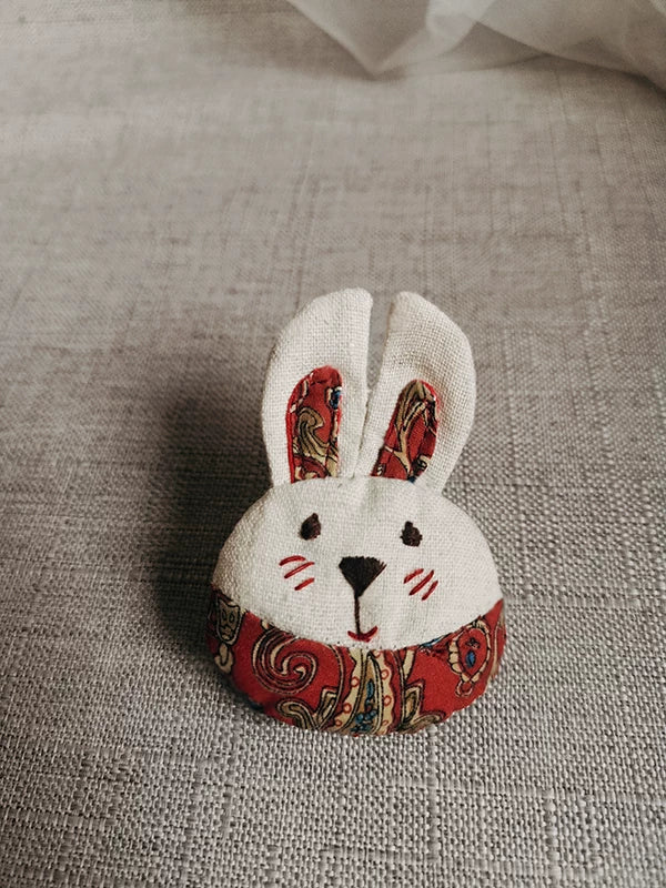 Artisan Handcrafted Year of the Rabbit Fabric Brooch | New Year Gift