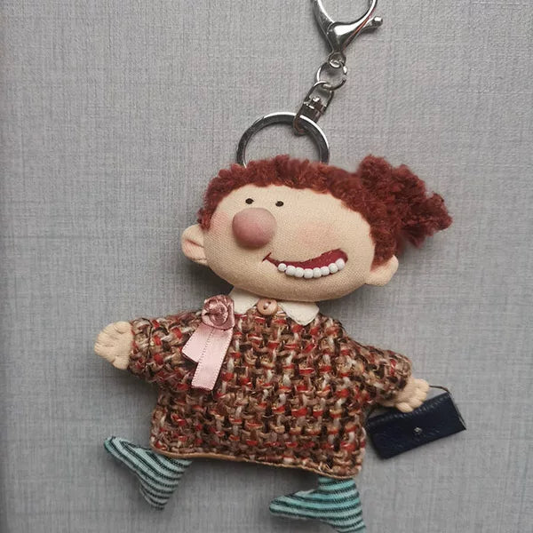 Artisan Handcrafted Expression Series Fabric Doll Charm & Key Holder