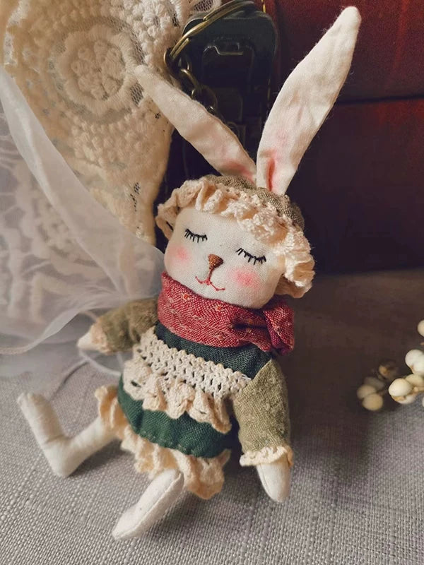 Handmade Linen Rabbit Plush Doll Charm | Original Artisan Design