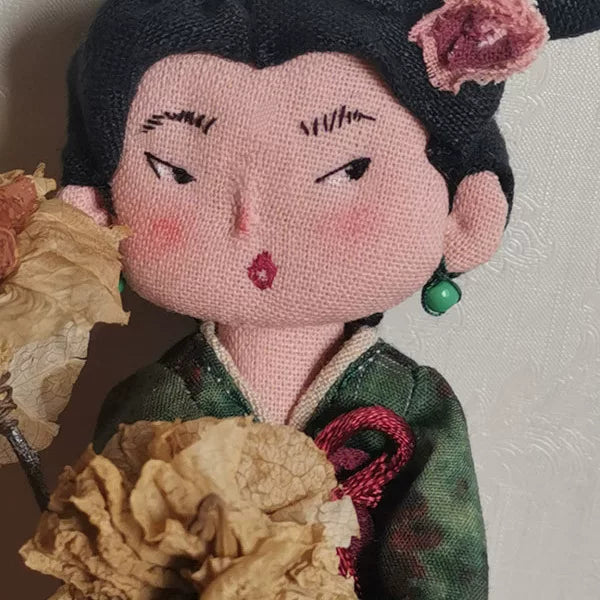 Artisan Handmade Vintage Style Fabric Doll Charm | Original Design