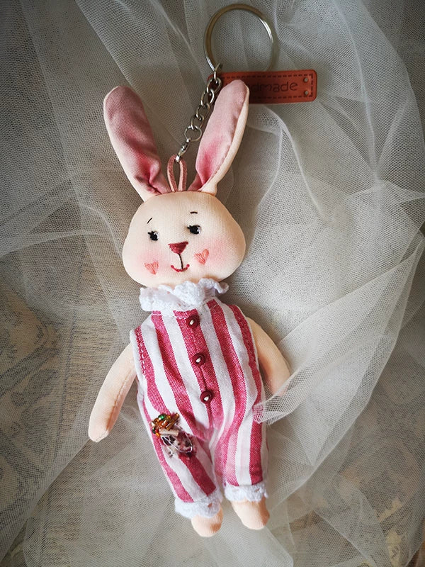 Handcrafted Rabbit Plush Doll Keychain & Bag Charm | Original Design