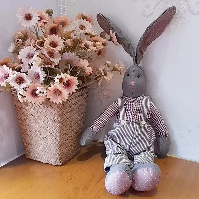 Handmade Botanical Dyed Gentleman Rabbit Fabric Doll | Artisan Design