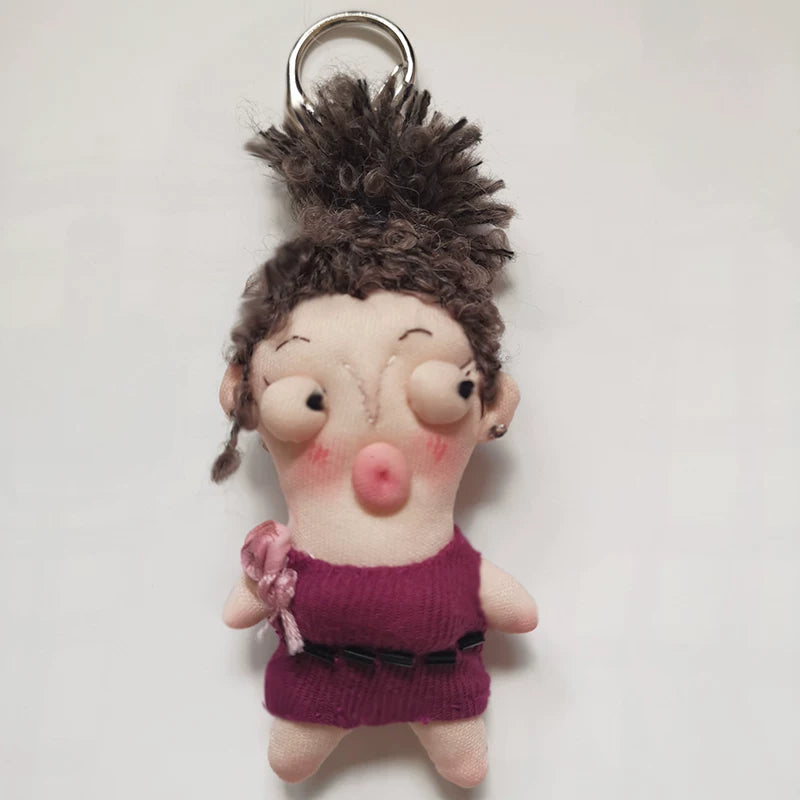 Handmade Artisan Humanoid Fabric Doll Bag Charm & Key Holder