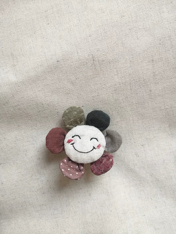 Artisan Handcrafted Smiling Flower Fabric Brooch | Original Design
