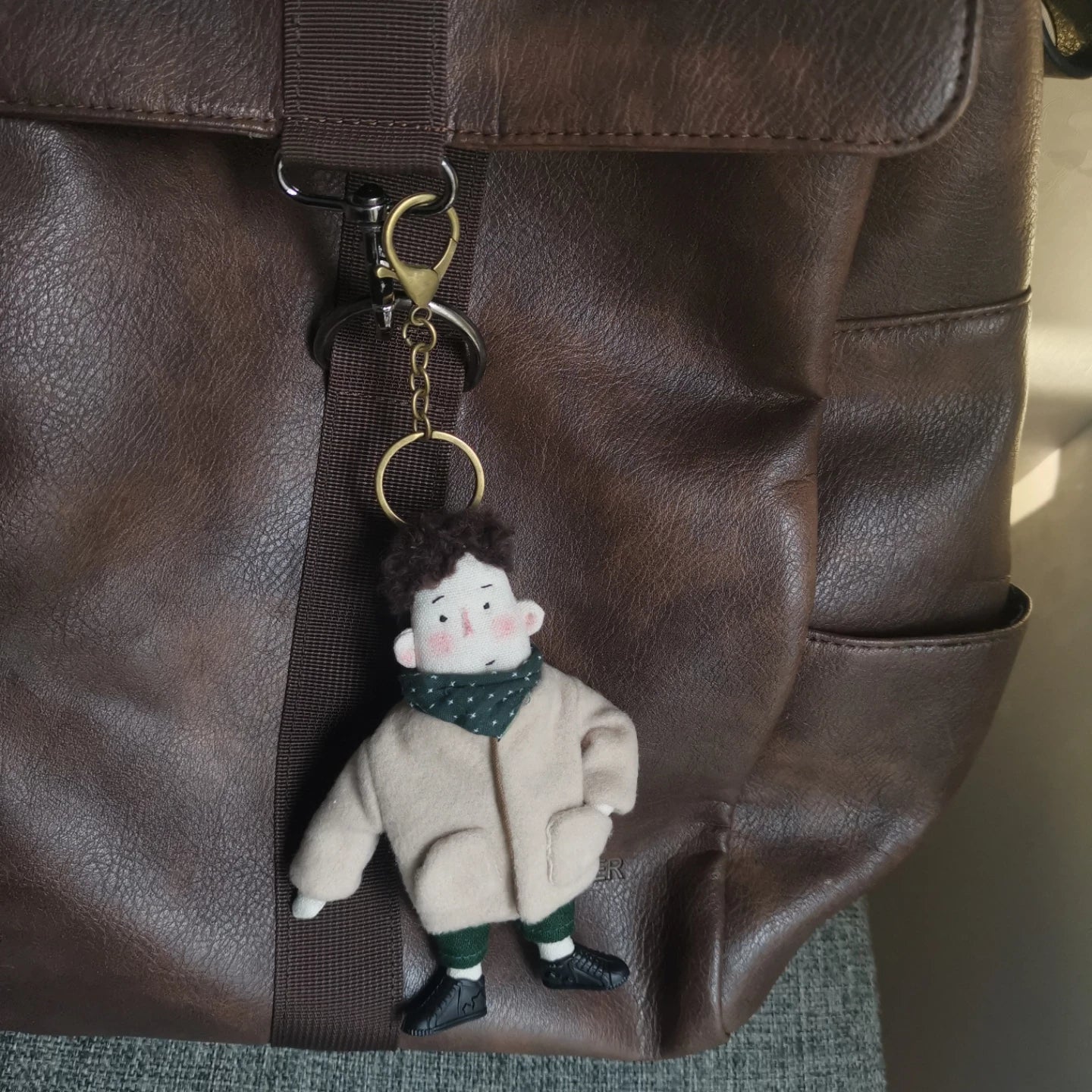 Handmade Couple Fabric Doll Bag Charm Set