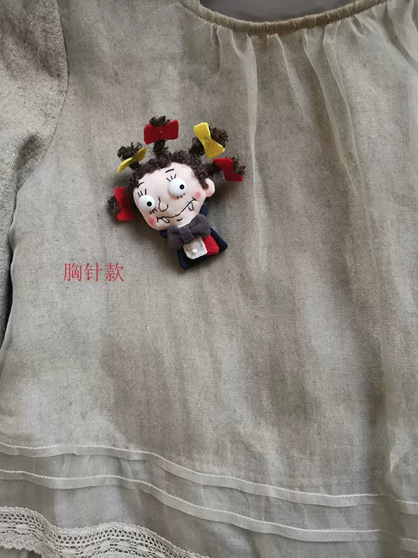 Artisan Handcrafted Little Witch Fabric Brooch Charm | Original Design