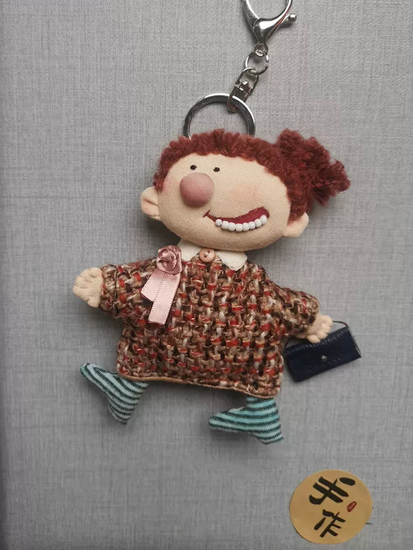 Artisan Handcrafted Expression Series Fabric Doll Charm & Key Holder