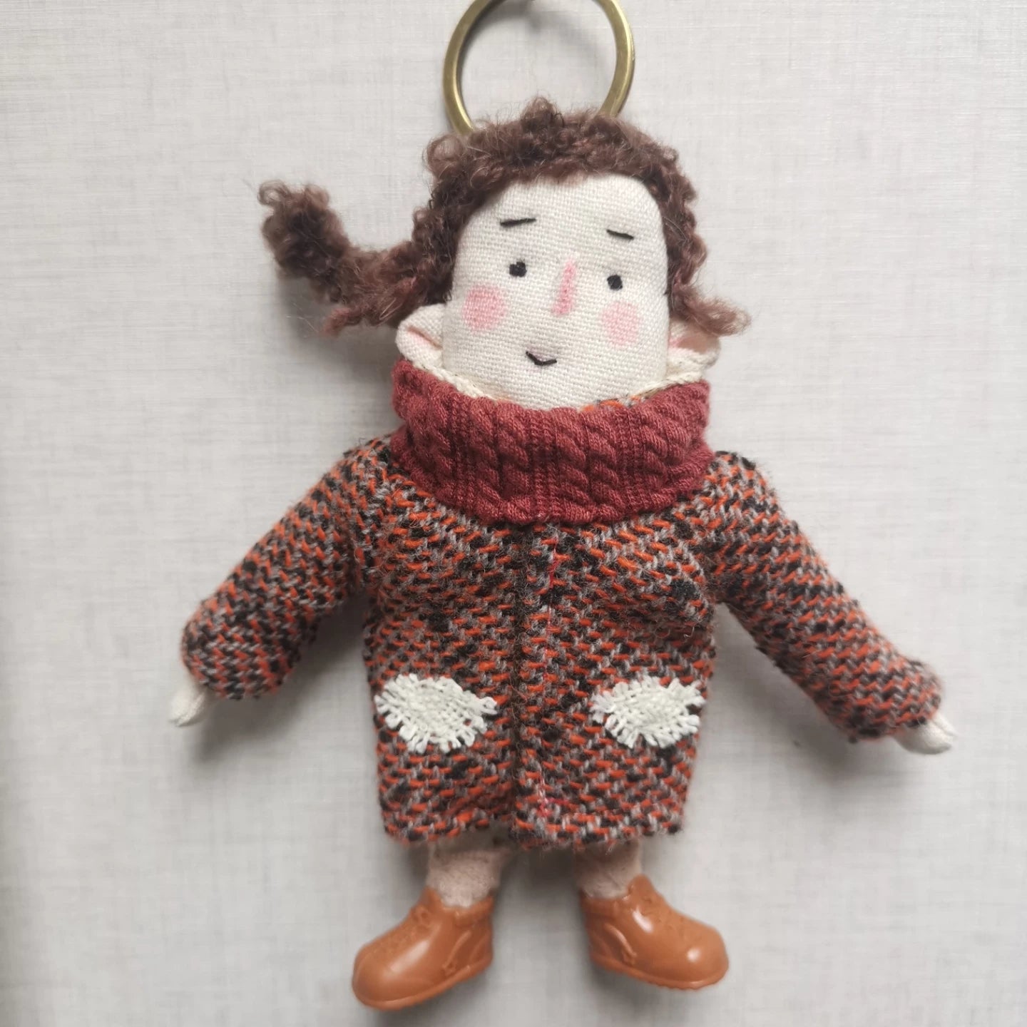 Handmade Couple Fabric Doll Bag Charm Set