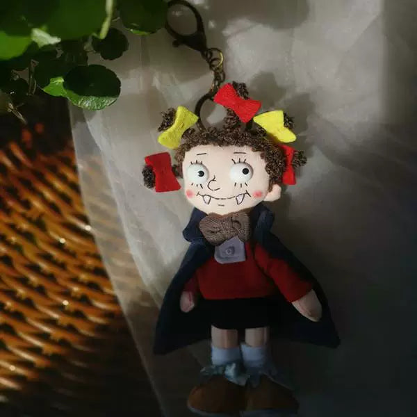 Handmade Little Witch & Cat Fabric Doll Charm | Original Artisan Design