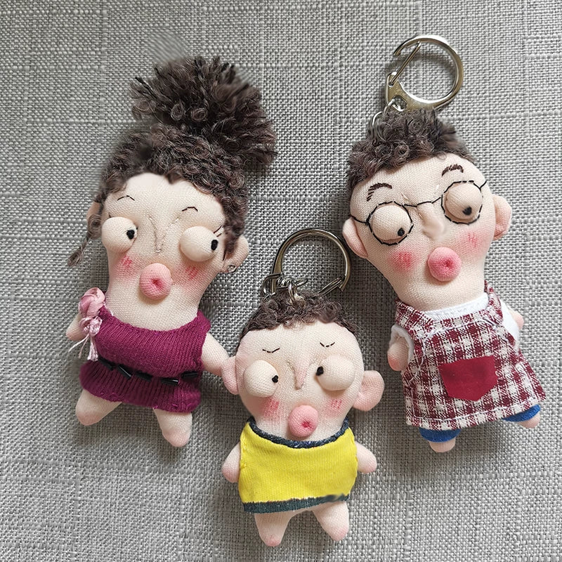 Handmade Artisan Humanoid Fabric Doll Bag Charm & Key Holder