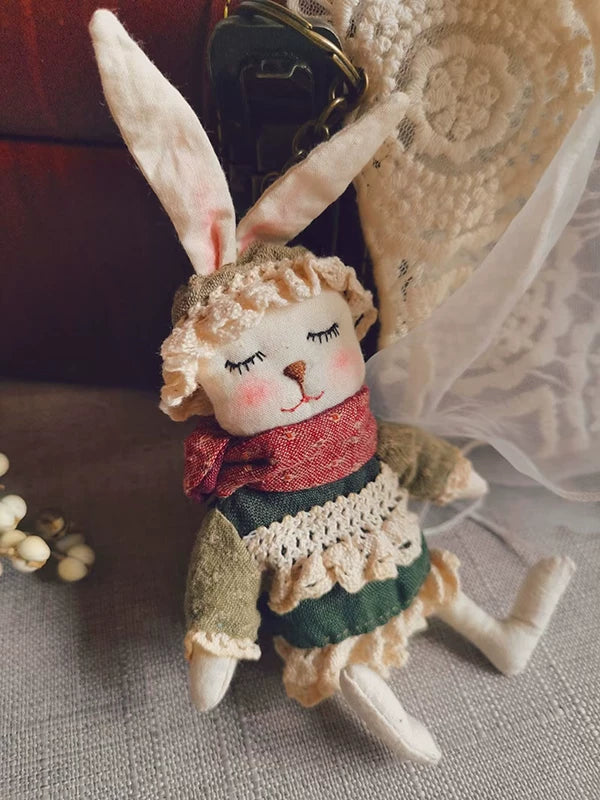 Handmade Linen Rabbit Plush Doll Charm | Original Artisan Design