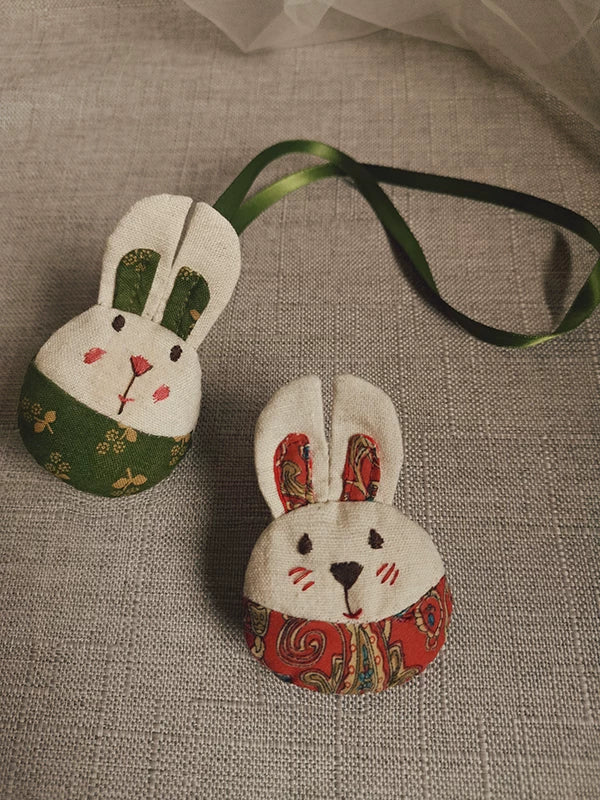 Artisan Handcrafted Year of the Rabbit Fabric Brooch | New Year Gift