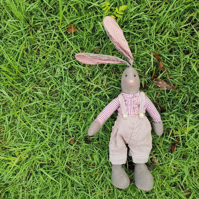 Handmade Botanical Dyed Gentleman Rabbit Fabric Doll | Artisan Design