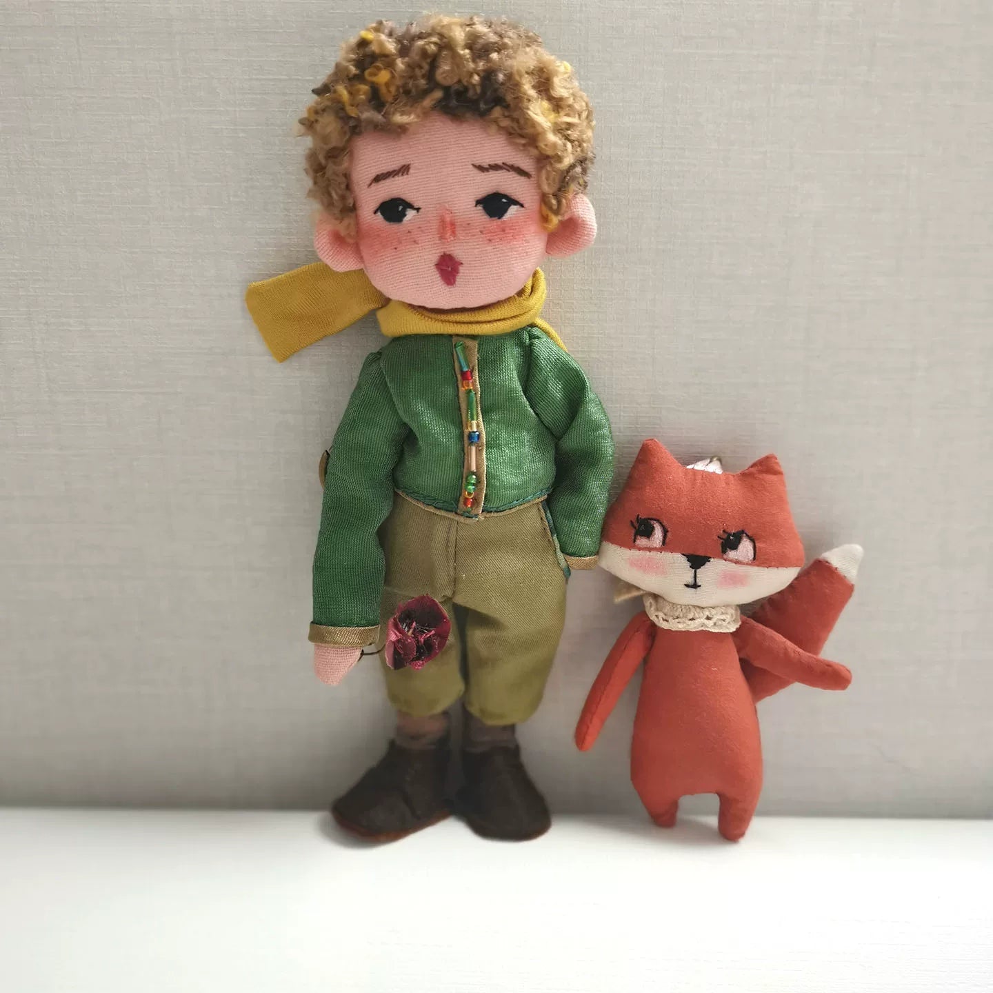 Handcrafted Little Prince and Fox Fabric Bag Charm | Artisan Design