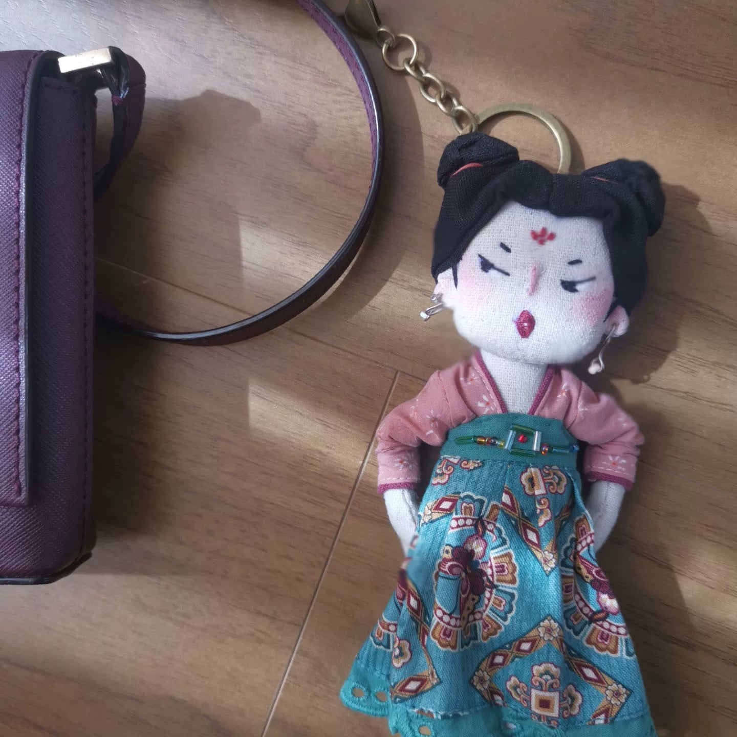 Artisan Handmade Vintage Style Fabric Doll Bag Charm | Original Design
