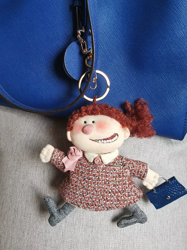 Artisan Handcrafted Expression Series Fabric Doll Charm & Key Holder