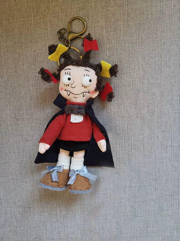 Handmade Little Witch & Cat Fabric Doll Charm | Original Artisan Design