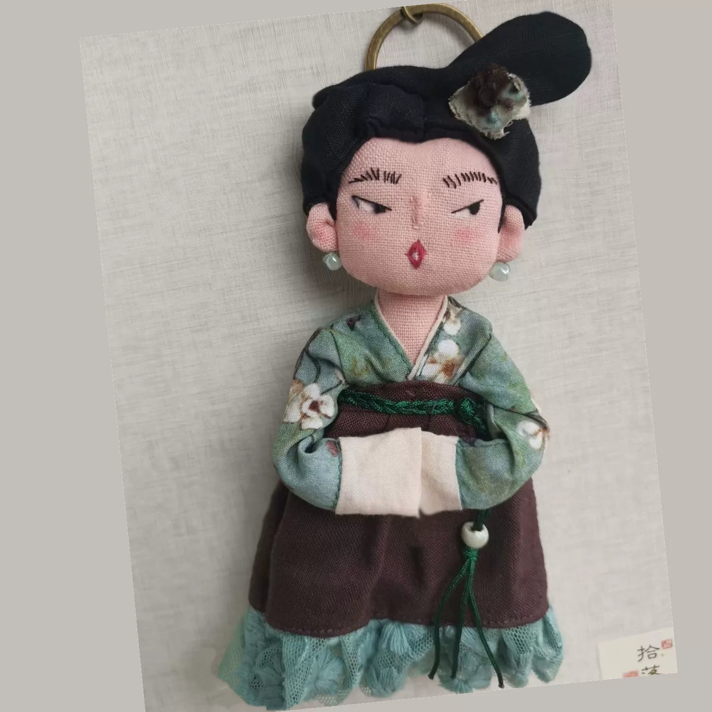 Artisan Handmade Vintage Style Fabric Doll Charm | Original Design