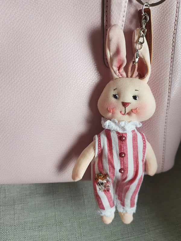 Handcrafted Rabbit Plush Doll Keychain & Bag Charm | Original Design