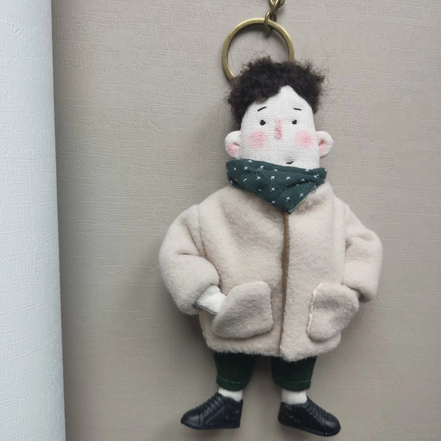 Handmade Couple Fabric Doll Bag Charm Set